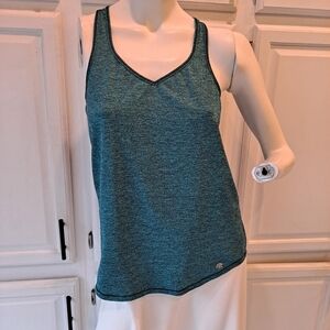 Road Runner Sports Teal Green Marled Racerback Tank Top With Mesh Back Panel